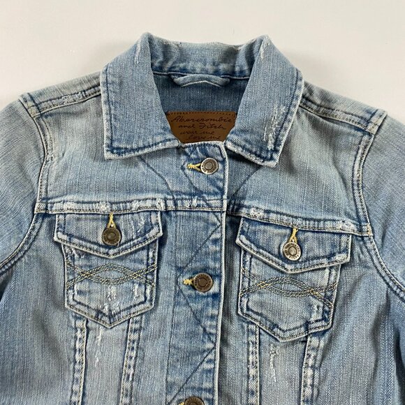Abercrombie & Fitch Denim Jean Jacket Women's XS Blue Trucker Stretch - Picture 2 of 16